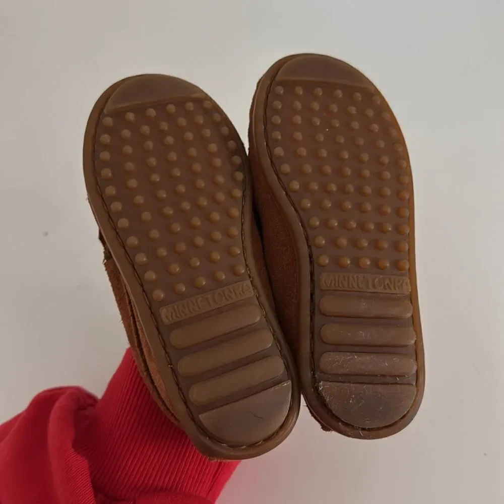 Minnetonka Kids Moccasins in Brown